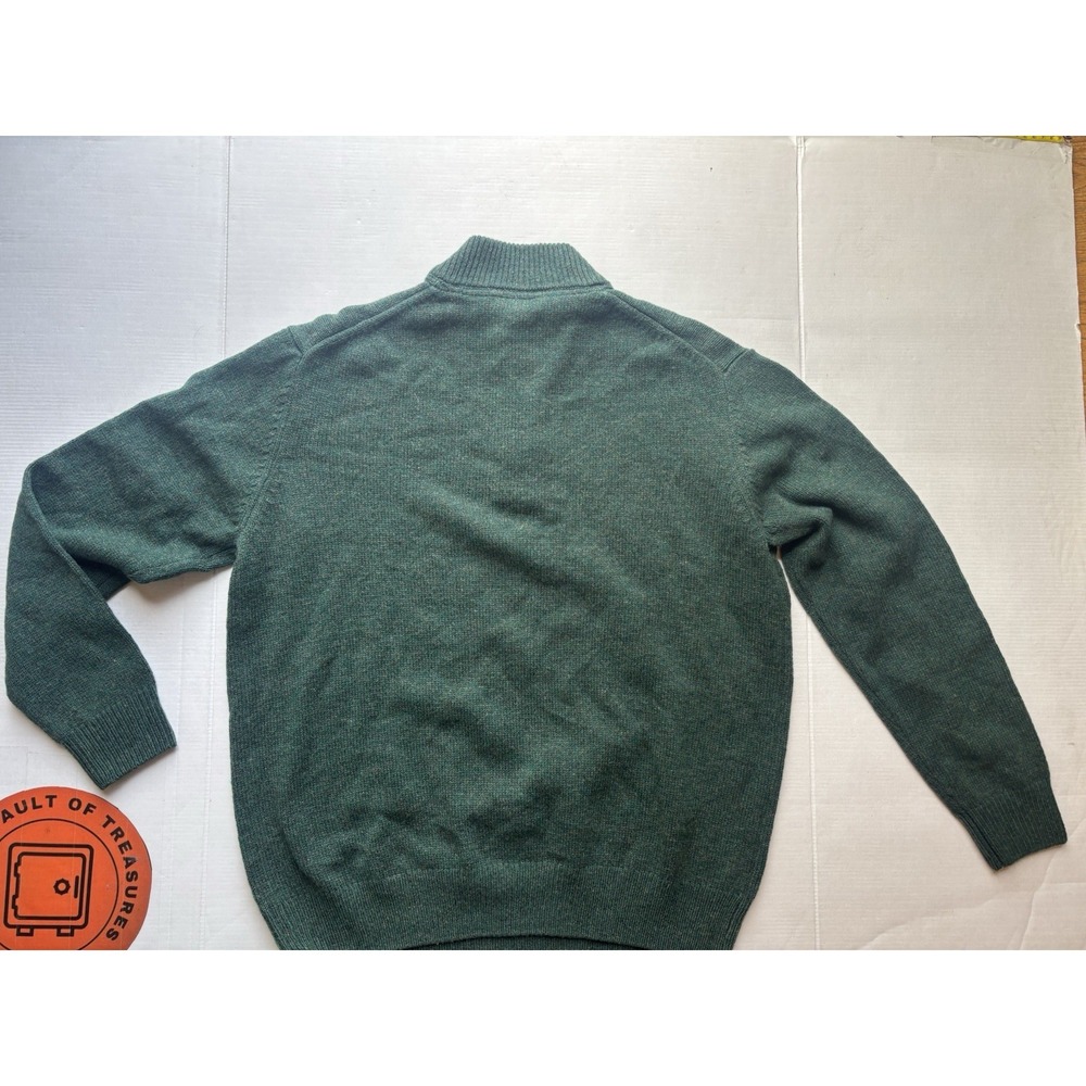 enzo mantovani wool 1/4 Button Mock Neck Sweater Sz Medium Green Mens - Picture 7 of 7